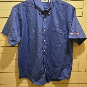 Cintas Work Shirt Mens 17.5 SS Button Down Blue Embroidered Logo First Transit